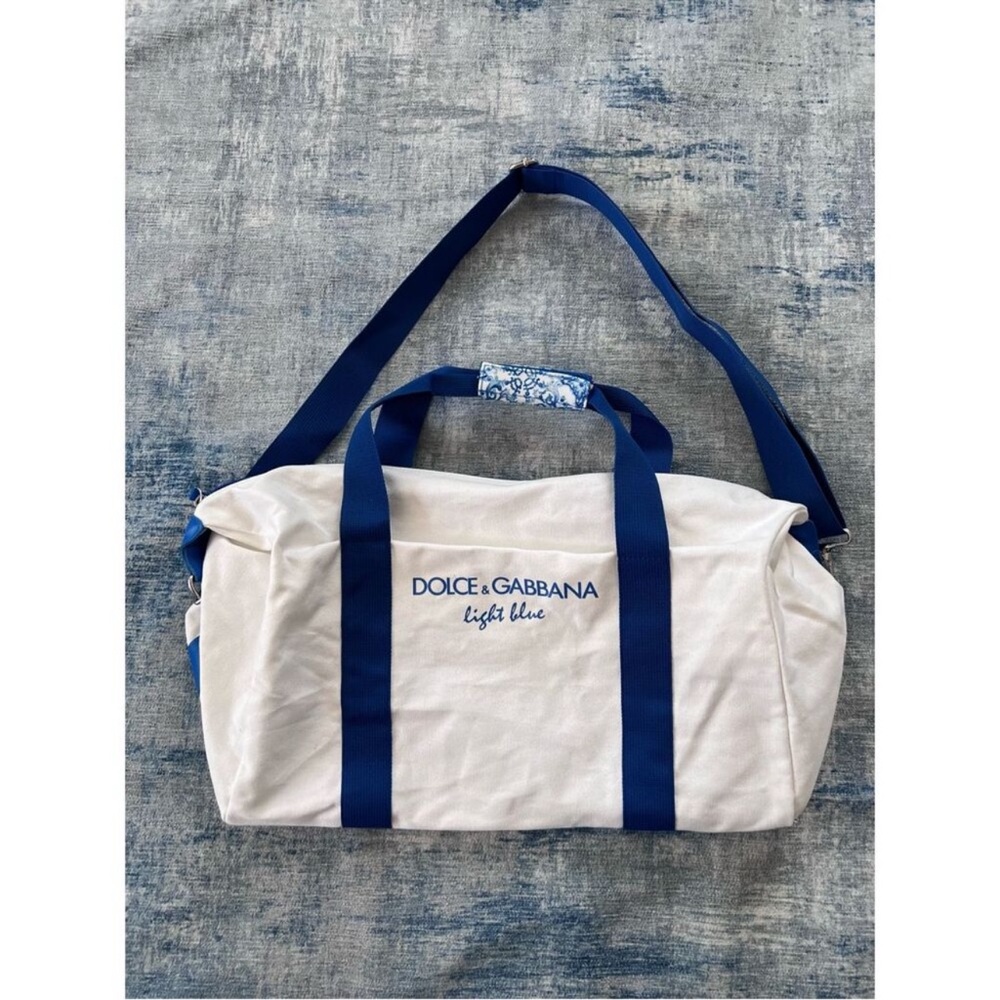 Dolce & Gabbana Blue White Light Blue Weekend Duffle Bag